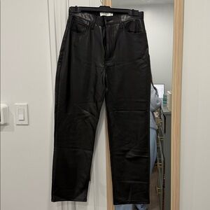Abercrombie & Fitch Black Faux Leather High-Rise Ankle Pants